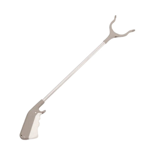 40cm stainless steel garbage picker with push-type handle and non-slip chuck for one-handed operation without bending