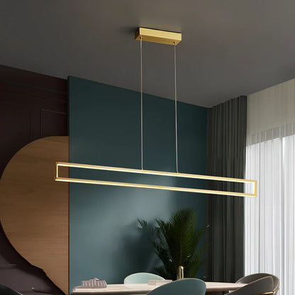 Copper LED chandelier with two-colour lighting for medium rooms