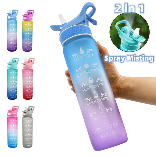 Innovative sports water bottle with one-touch opening, anti-choking straw, and time-marking feature for convenient hydration