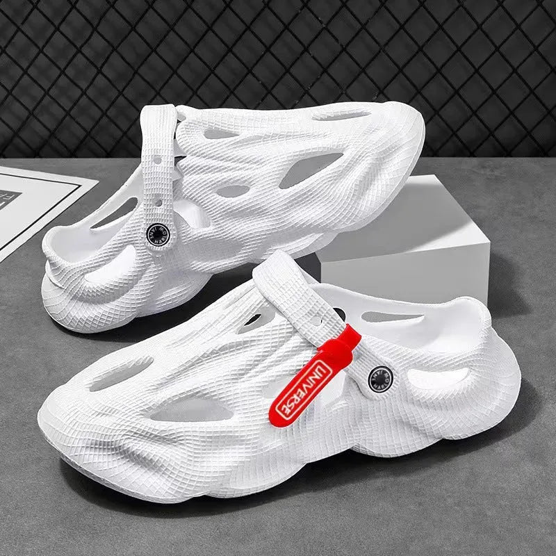 Coconut slippers with closed toe design in EVA material available in grey, black, white, and khaki colours