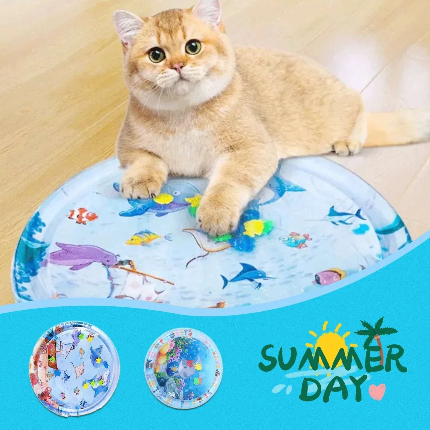 Cooling Pet Water Bed Cushion with vibrant designs for pets and children to enjoy refreshing relief from summer heat