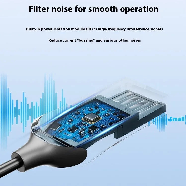 NAI USB car Bluetooth audio receiver with zinc alloy USB connector and black PU-covered cable