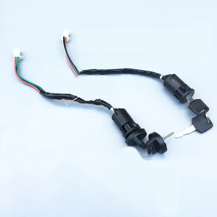 Waterproof electric door lock for car remote start kits with 2-gauge wiring terminals.