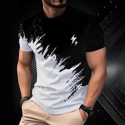 Men's casual short sleeve T-shirt in polyester fabric, loose fit style for summer wear