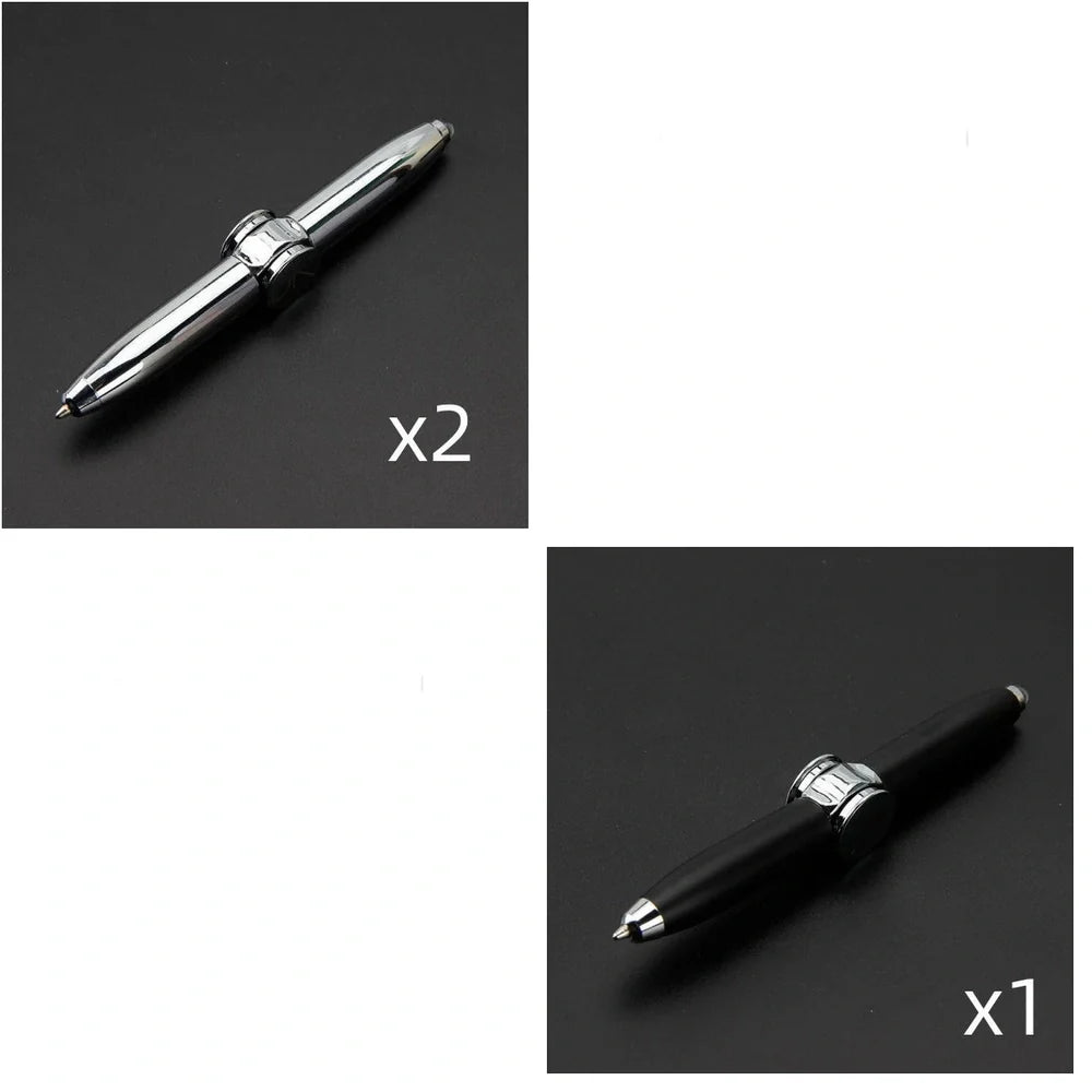 Multifunctional decompression gyro ballpoint pen showing 10.3cm length and spinning mechanism