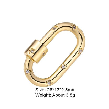 Copper heart-shaped climbing button with gold plating and zircon detail, measuring 1.5cm