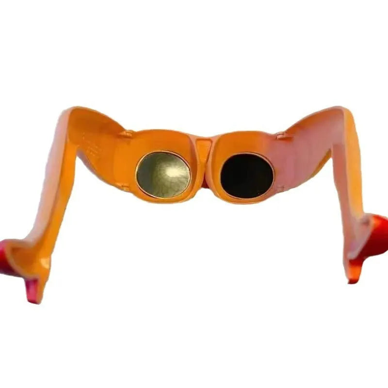 Orange personality style sunglasses with plastic frames measuring 15cm wide by 20cm high