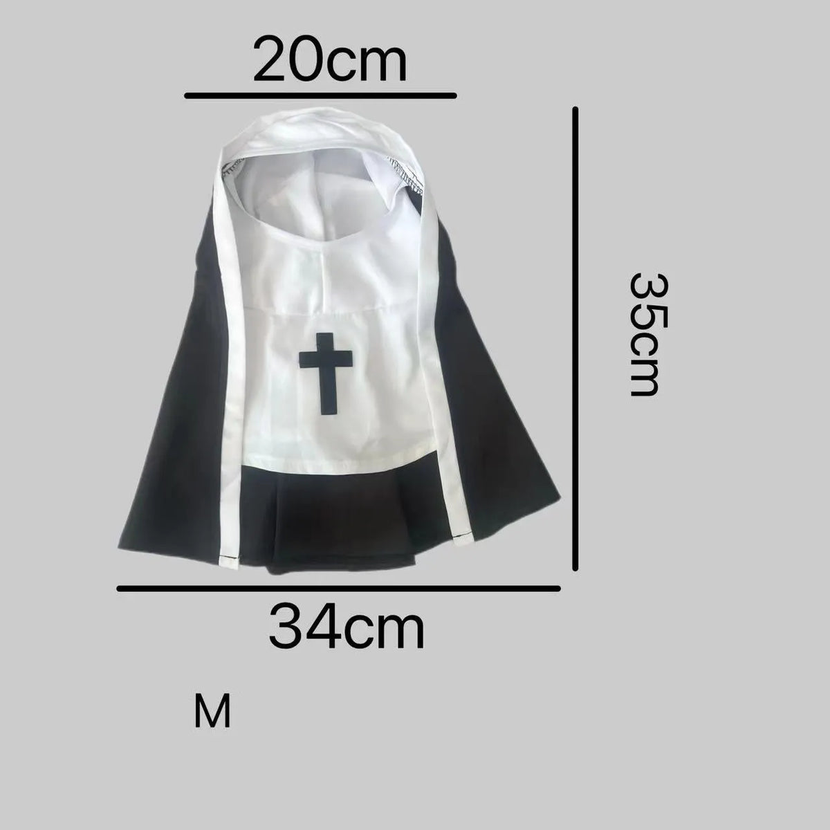 Black and white nun costume for small to medium dogs with pullover cloak design