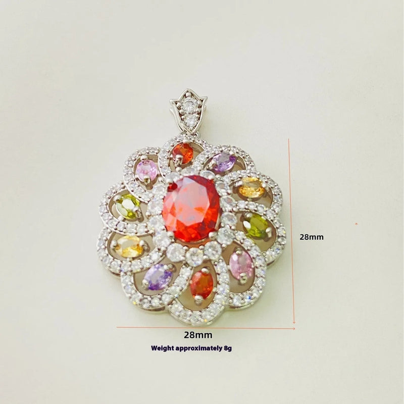 Women's necklace zircon flower pendant electroplated finish gold champagne gold platinum colour options single pendant or with chain gift jewellery accessory.