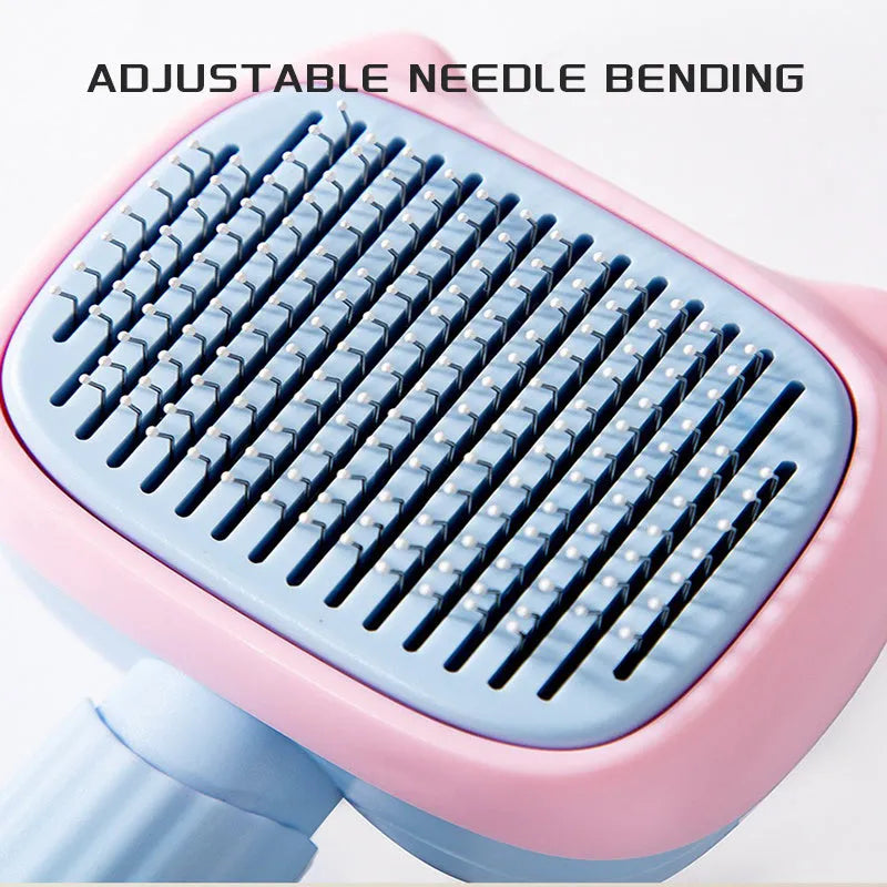 Blue pet grooming brush with deshedding teeth and dematting comb for dogs and cats