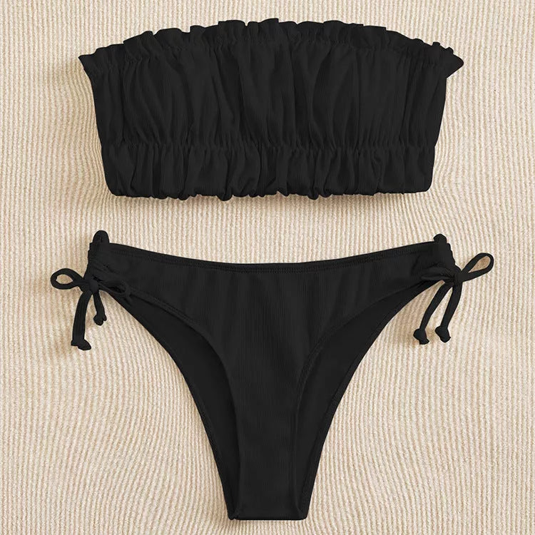 Women's solid color bikini with chest pad in various colors