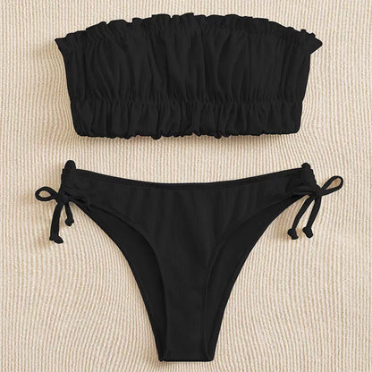 Women's solid color bikini with chest pad in various colors