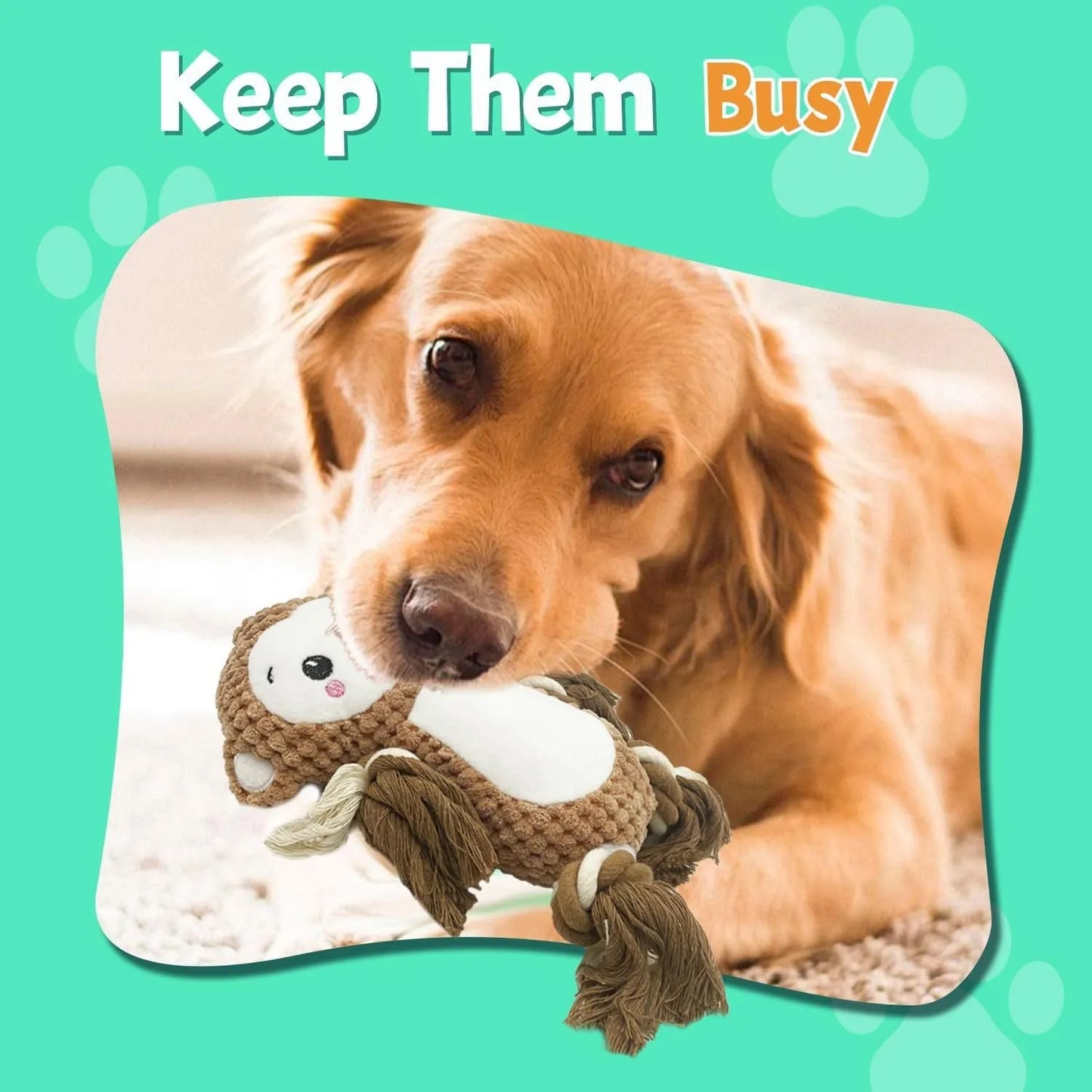 Plush squeaky dog toys bundle with lion and monkey designs, stuffing-free for medium large dogs