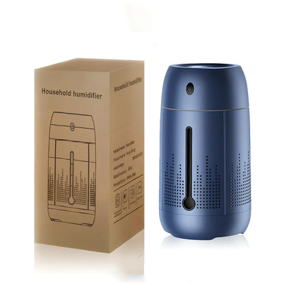 Round USB plug-in aromatherapy humidifier with ambient light and 1.0-2.5 litre water capacity