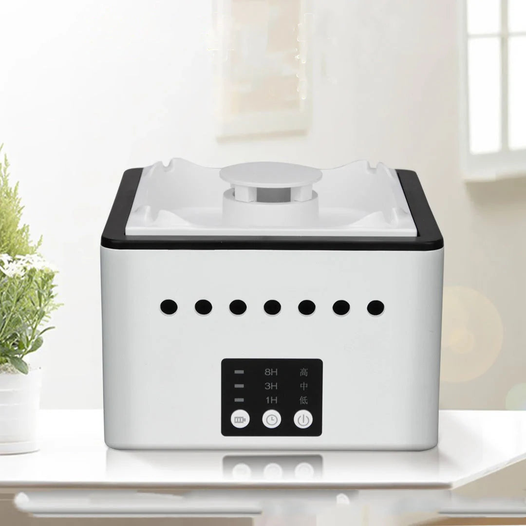 Mini Ashtray Air Purifier in ceramic white, black, and blue print options