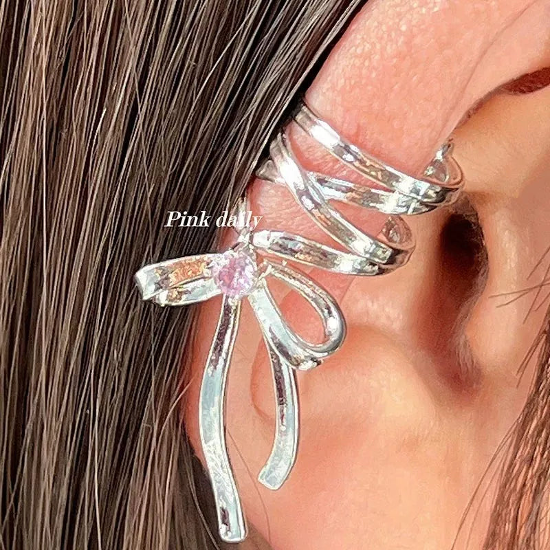 Ballet Style Ribbon Bow-knot Non-Piercing Ear Cuff for Women - Fashion Jewelry