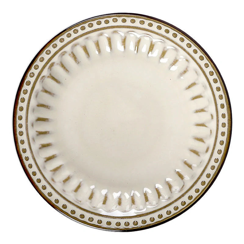 Elegant 6-piece ceramic western dinner plate set for steak, pasta, and more
