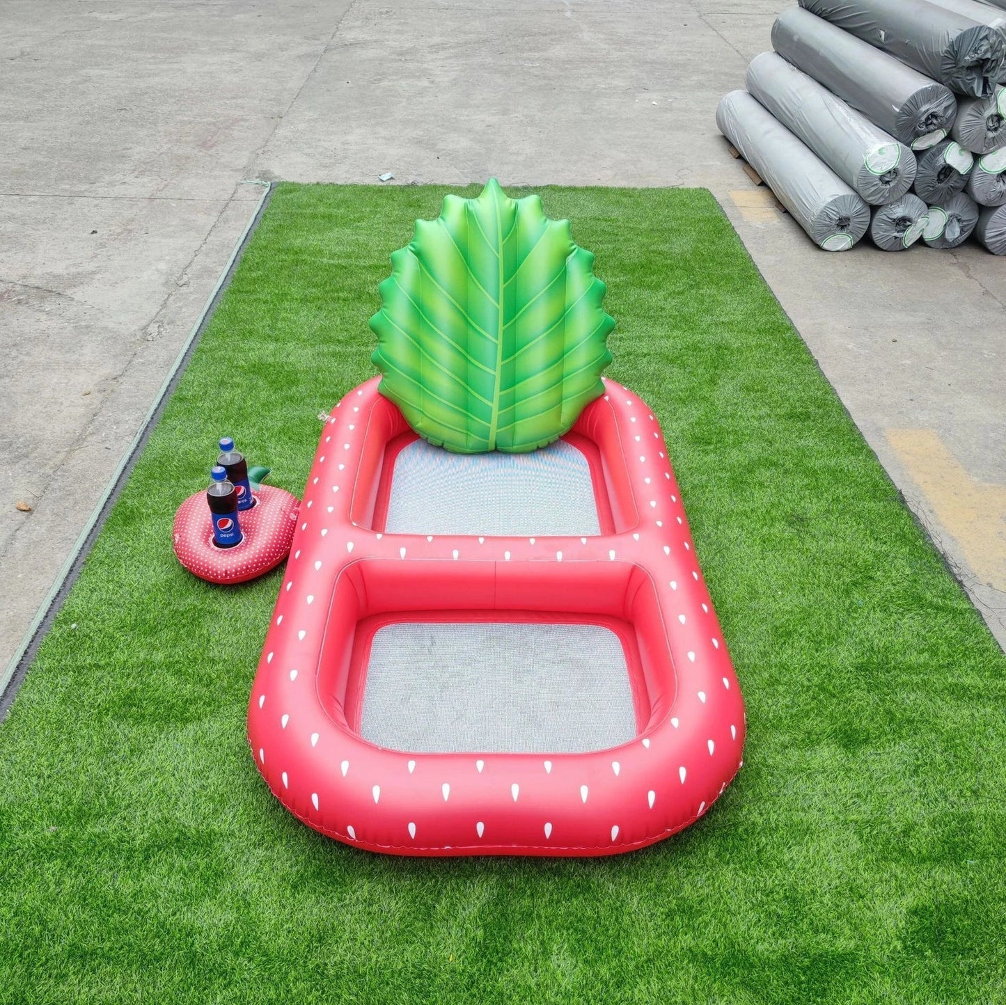 Yellow pineapple-shaped inflatable pool float with drink holder and ergonomic headrest design