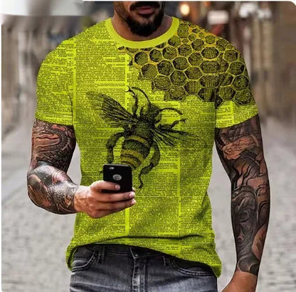 Men's black t-shirt with a fierce lion face 3D graphic print on the front.