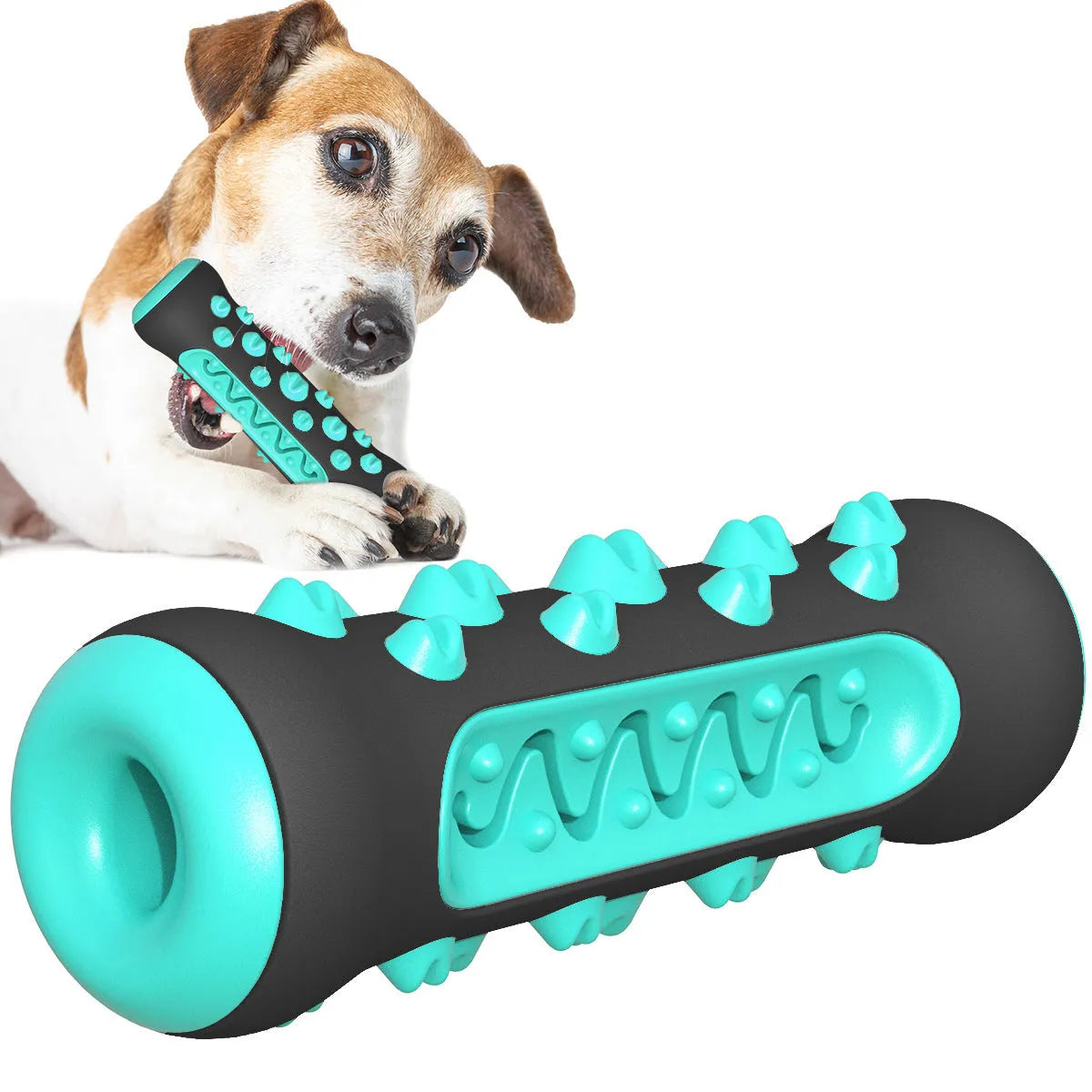 15cm natural rubber dog dental chew toy in four colours for plaque removal
