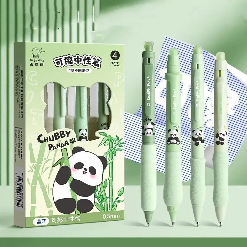 Cartoon-themed erasable gel pen with 0.5mm tip and press-action button.