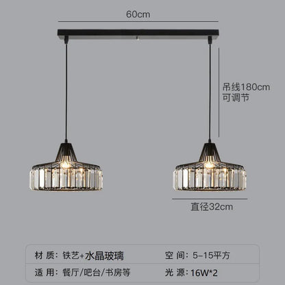 Black and gold iron crystal chandelier LED ceiling lamp with full spectrum light on a white background.