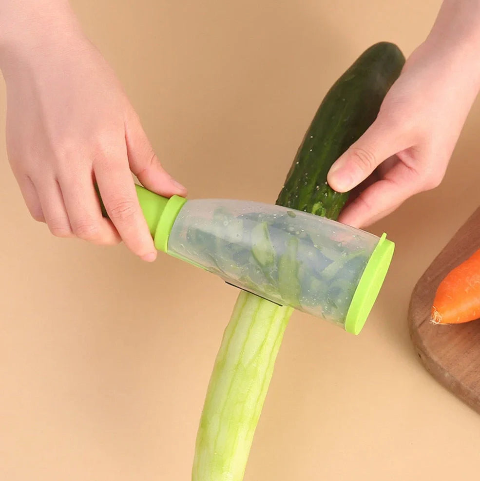 Grass green vegetable peeling knife with 20cm stainless steel blade and storage compartment