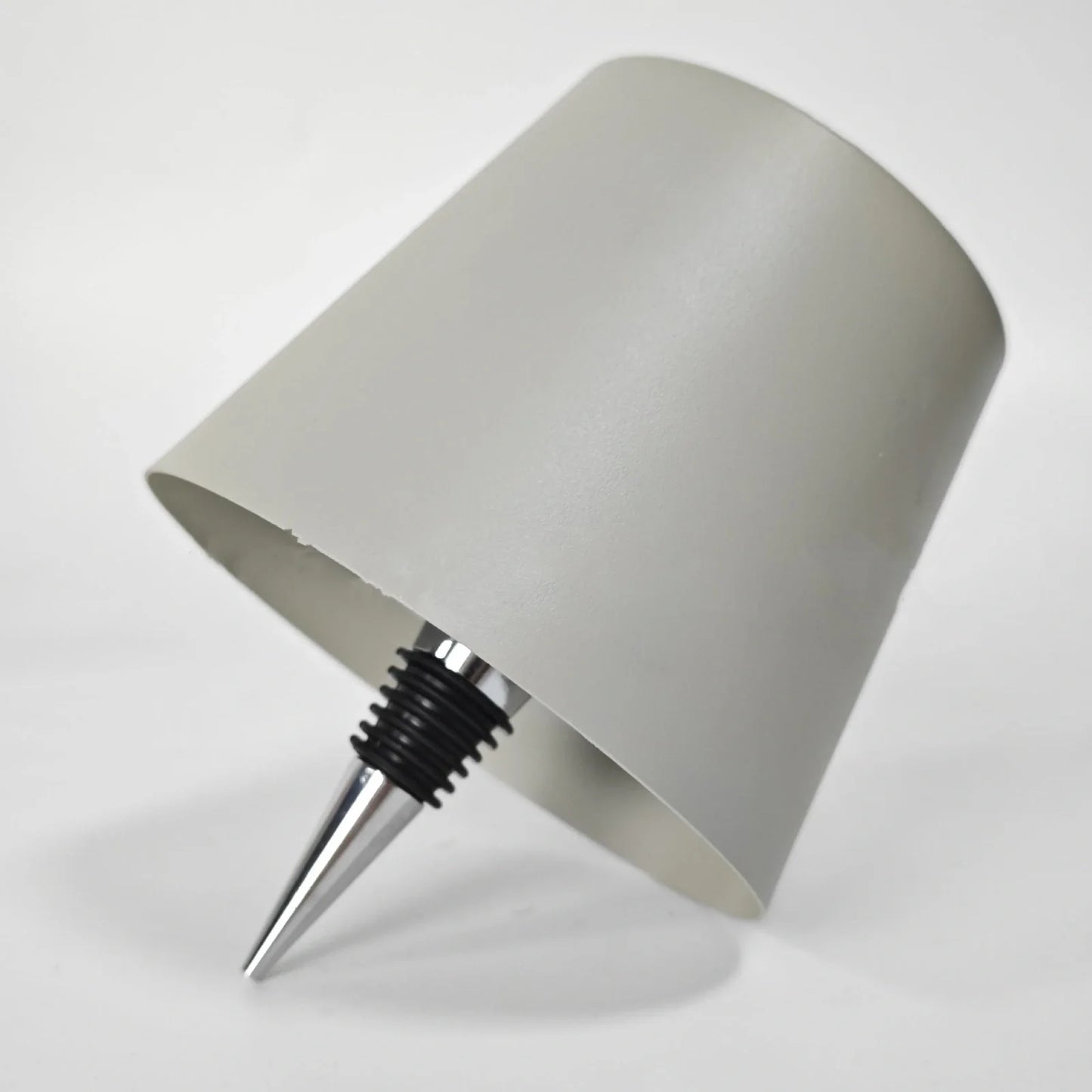 Wireless LED desk lamp with wine bottle design showing detachable components and touch control panel