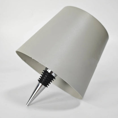 Wireless LED desk lamp with wine bottle design showing detachable components and touch control panel