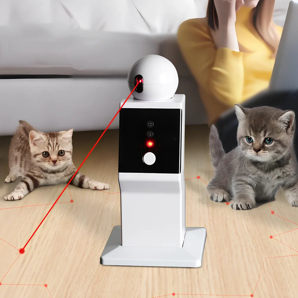 Pet robot with moving smart toys for cats, ABS plastic construction, 6-8 hour operation