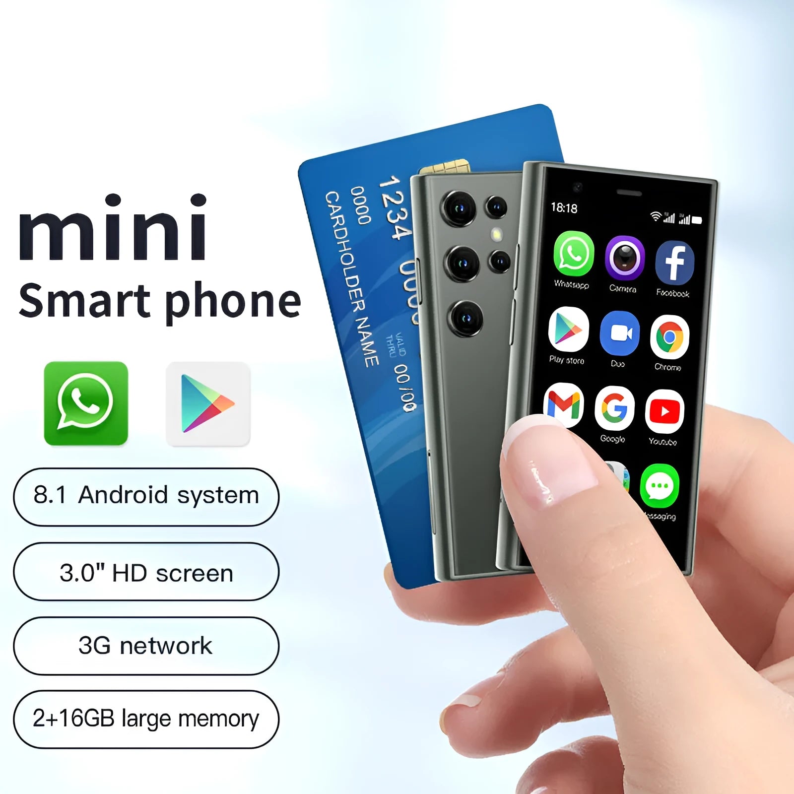S23PRO & XS15 mini smartphone in black, green, or pink purple with a 30-inch screen on a straight-plate body.