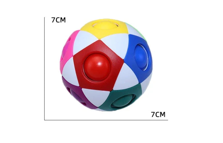 Colorful stress-relieving soccer ball puzzle with 12 holes, designed to engage children's cognitive skills and provide entertainment