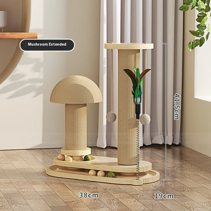 Solid wood cat scratching post with turntable base, 50cm tall with 30cm diameter