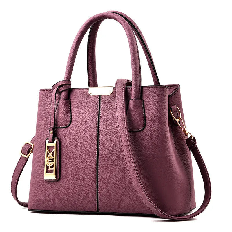 Soft PU leather large capacity shoulder bag in a horizontal square shape with an adjustable strap
