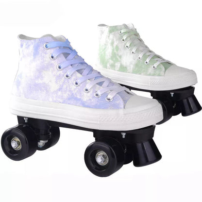 Adult camouflage canvas roller skates with double row PU wheels in various colors