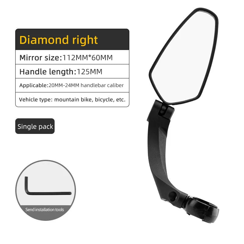 360° rotatable bike mirror with wide field of vision for handlebars 2-2.4cm in diameter