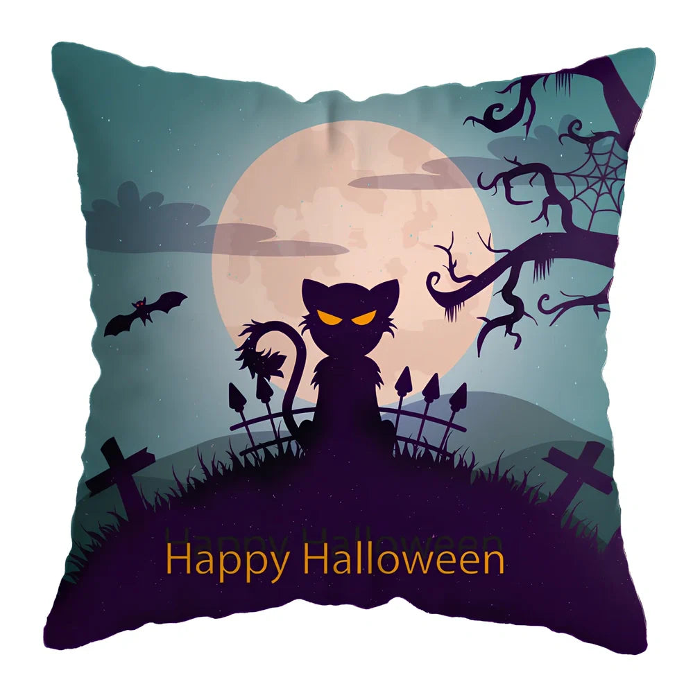 45x45cm linen pillow cover with skull pattern for Halloween decorations