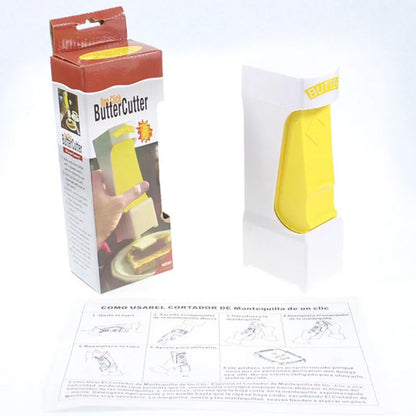 Yellow ABS plastic butter cutter with stainless steel blades for quarter-pound stick butter bars