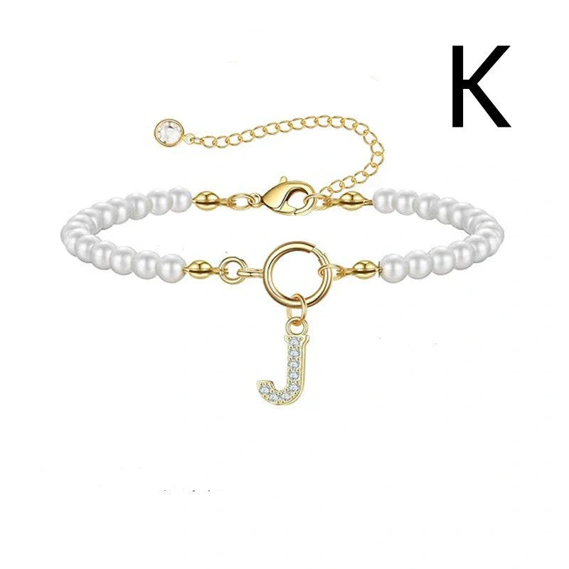 2024 fashion initial pearl bracelet for women with toggle clasp