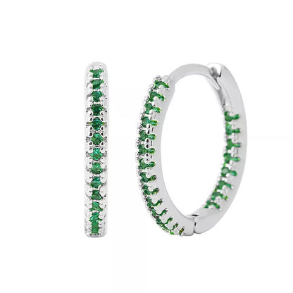 Circle Female Earrings Ear Clip Multicolor Zircon Elegant in various colors