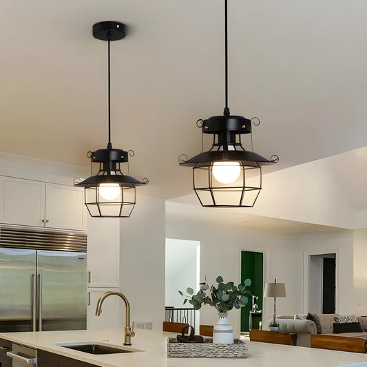 American iron single-head droplight lantern ceiling pendant light in retro design