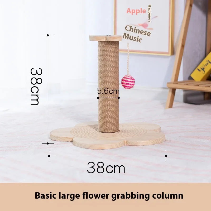 Solid wood cat scratching post with turntable base, 50cm tall with 30cm diameter