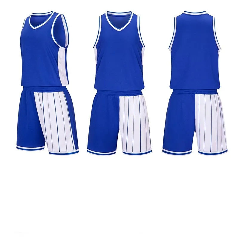 Basketball training suit with quick-drying fabric in grass green, dream blue, red, or sapphire blue, sizes M to 6XL