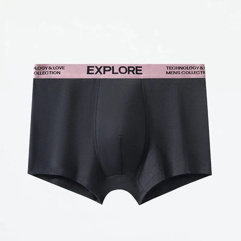 Men's cotton mid waist breathable underwear in multiple colour options on a size chart.