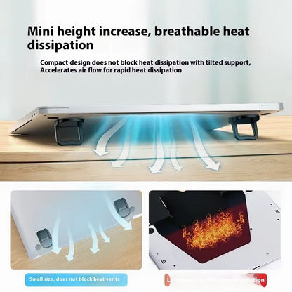 Portable plastic laptop stand with two cooling fans and cooling fin, black or silver