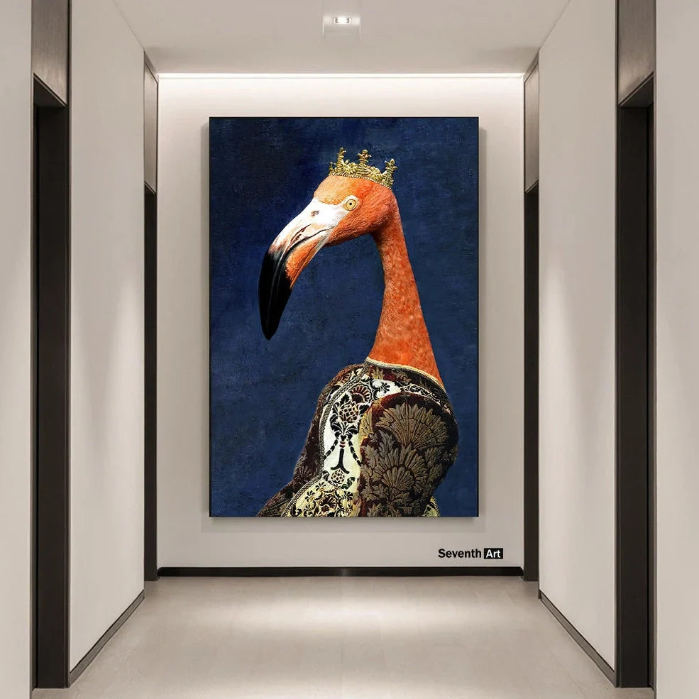 Black wildlife theme canvas poster print with white border for framing in multiple size options