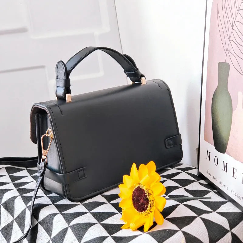 Retro square pattern crossbody bag in apricot colour showing 19.5x7.5x12cm dimensions and adjustable shoulder strap