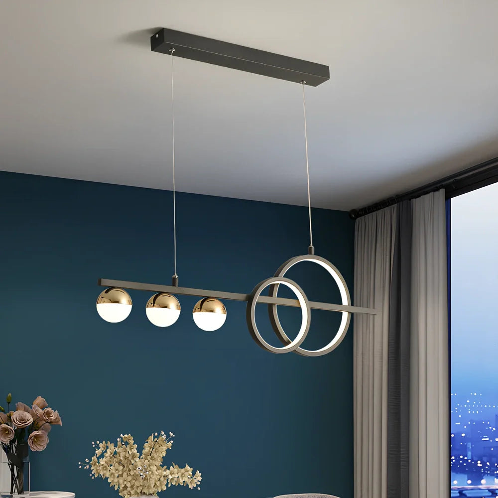 Rectangular aluminium ceiling lamp in black or gold with remote control for dimming and colour adjustment