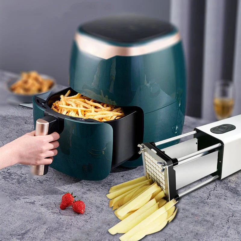 Electric French Fry Cutter with stainless steel blades and versatile slicing modes for commercial and home use
