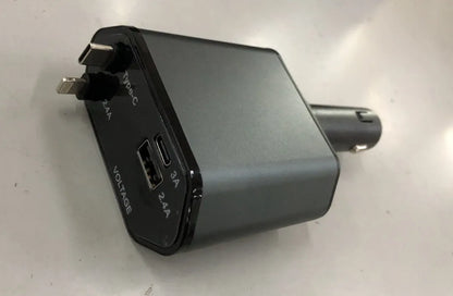 Automatic retractable car charger with 120W output and USB ports for fast charging in vehicles